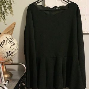 3X Scalloped Peplum Blouse